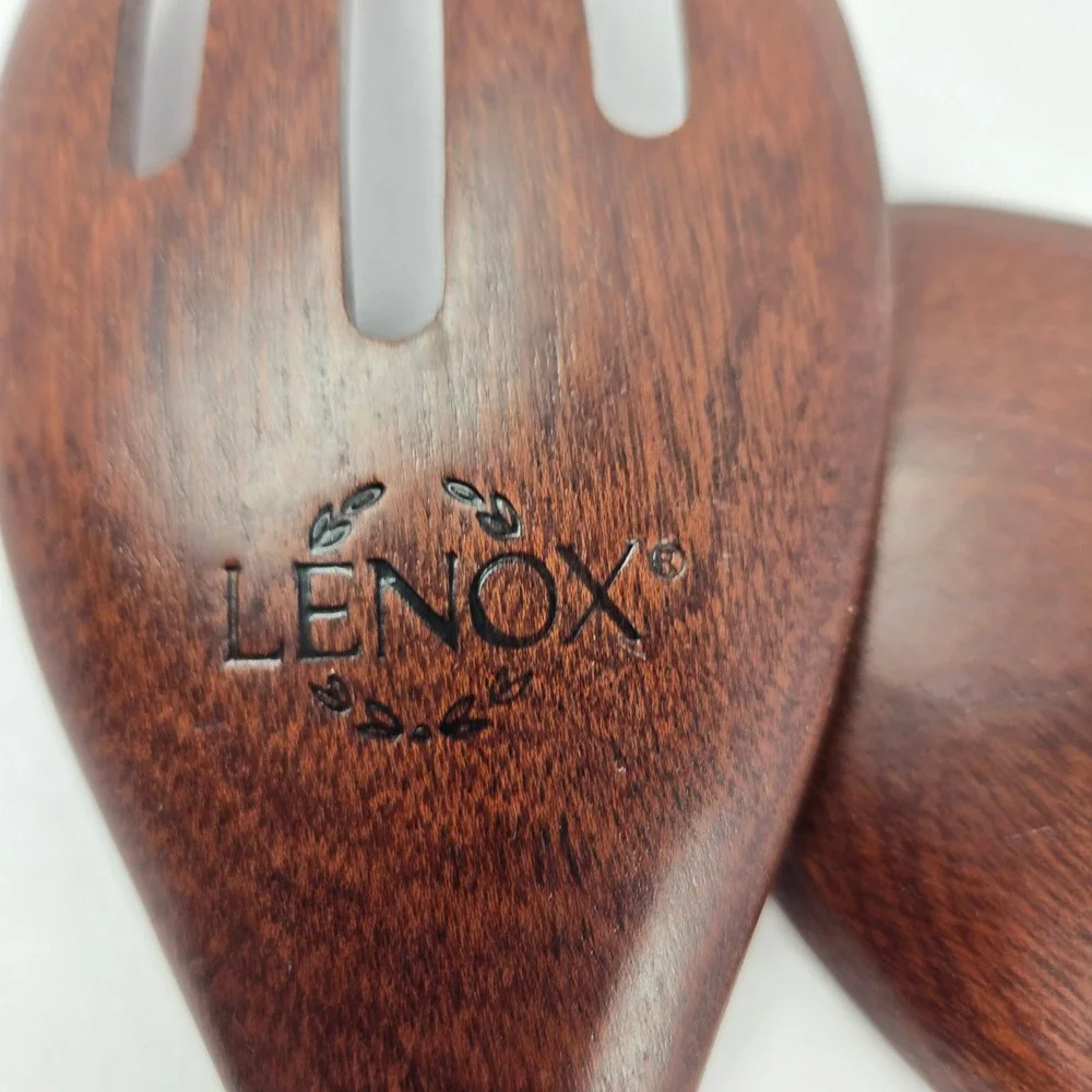 Vintage Lenox Dragonfly Wood Salad Serving Spoon Fork Set Art Nouveau 14